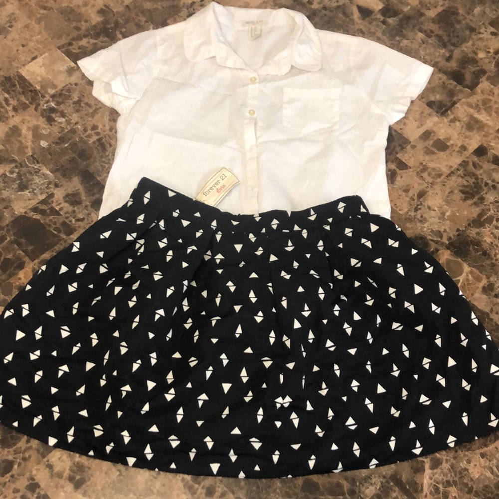 Forever 21 button down shirt and Forever 21 skirt